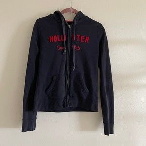 HOLLISTER size large black full zip jacket with red wording